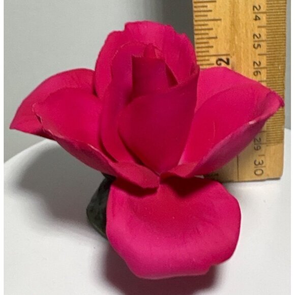 Capodimonte Napoleon Italy Fuscia Red Rose Fine Porcelain Flower - Picture 7 of 8